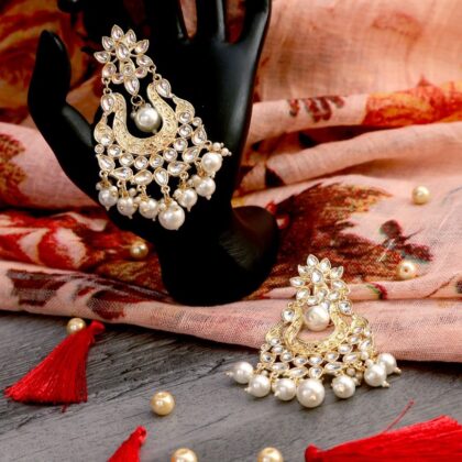 Kundan Gold-Plated Handcrafted Chandbali Earrings