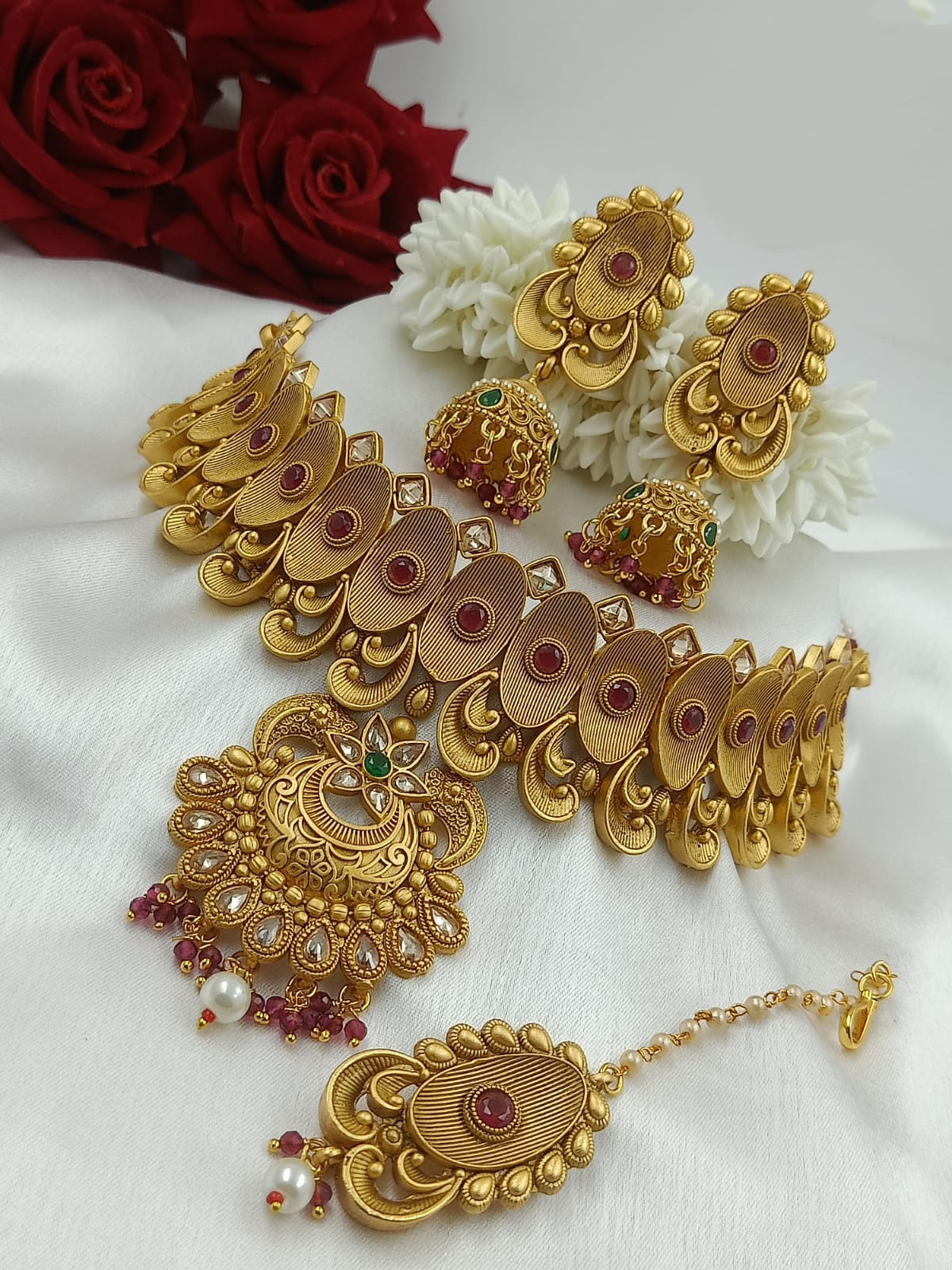 Traditional artificial Gold Plated jewelry set for women