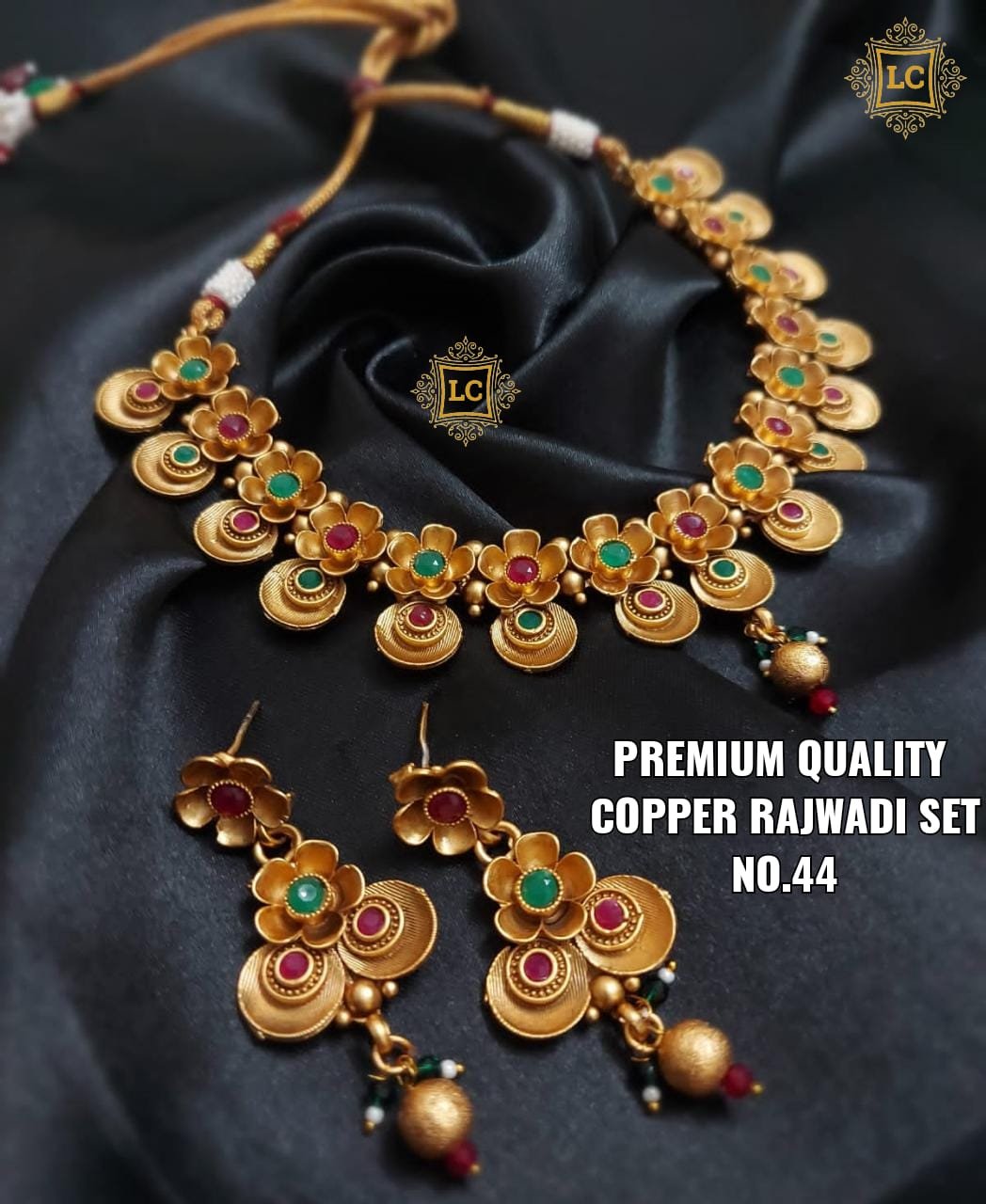 Elegant Matte Finish Rajwadi Copper Jewelry Set